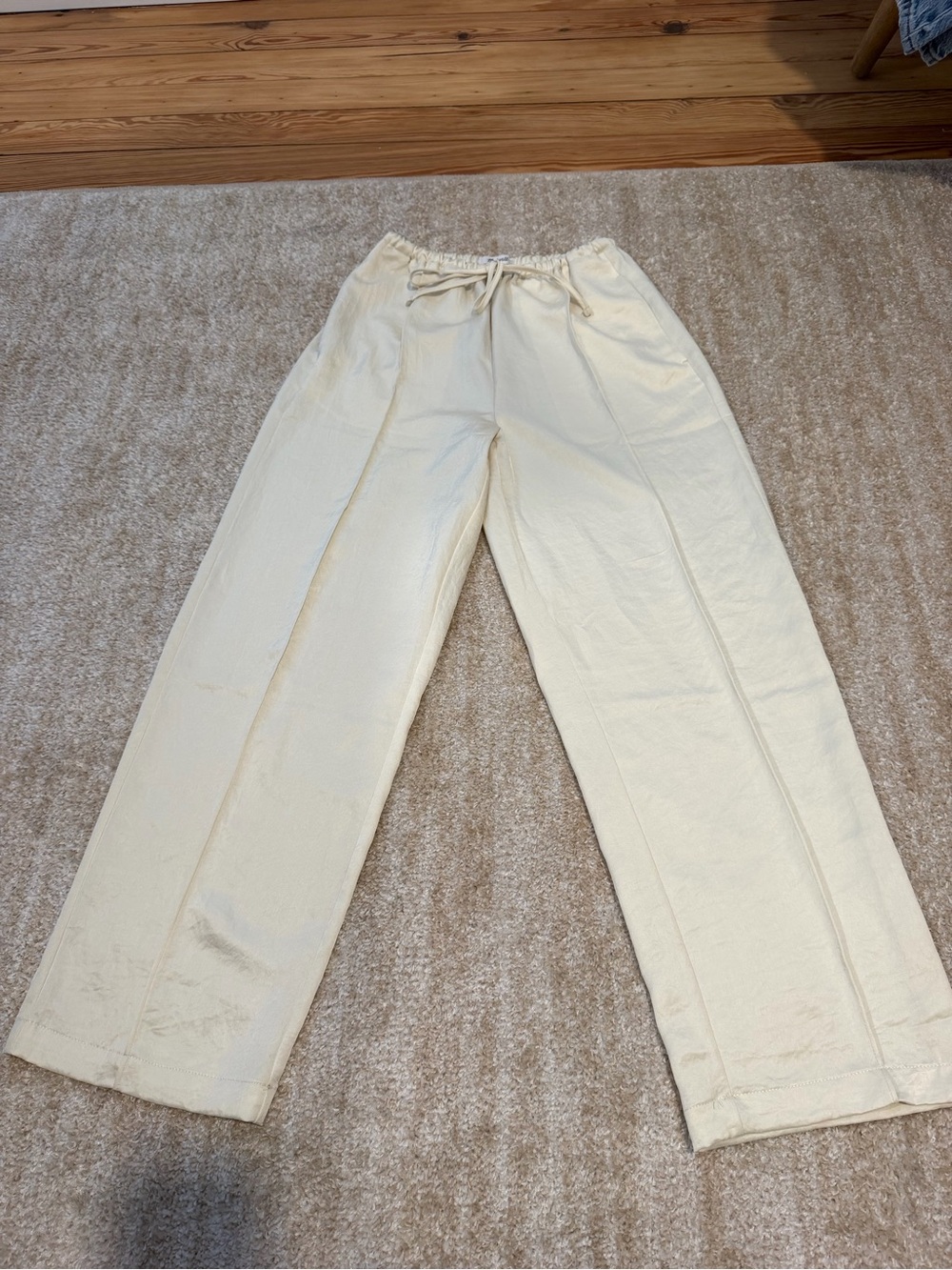 Madewell Cream Wide-Leg Drawstring Chinos